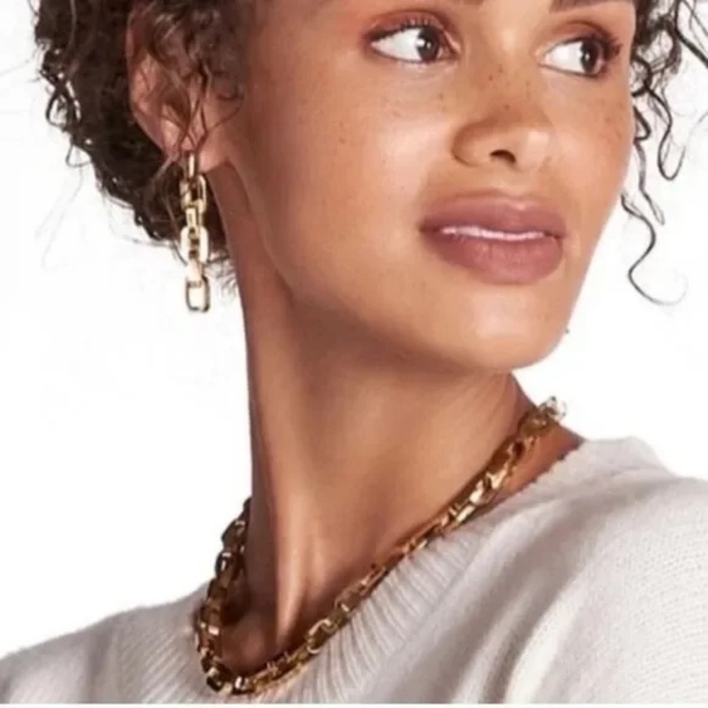 NEW Eddie Borgo Gold Supra Chain Link Post Earrings 2” Drop 12k Gold Vermeil - Picture 7 of 10
